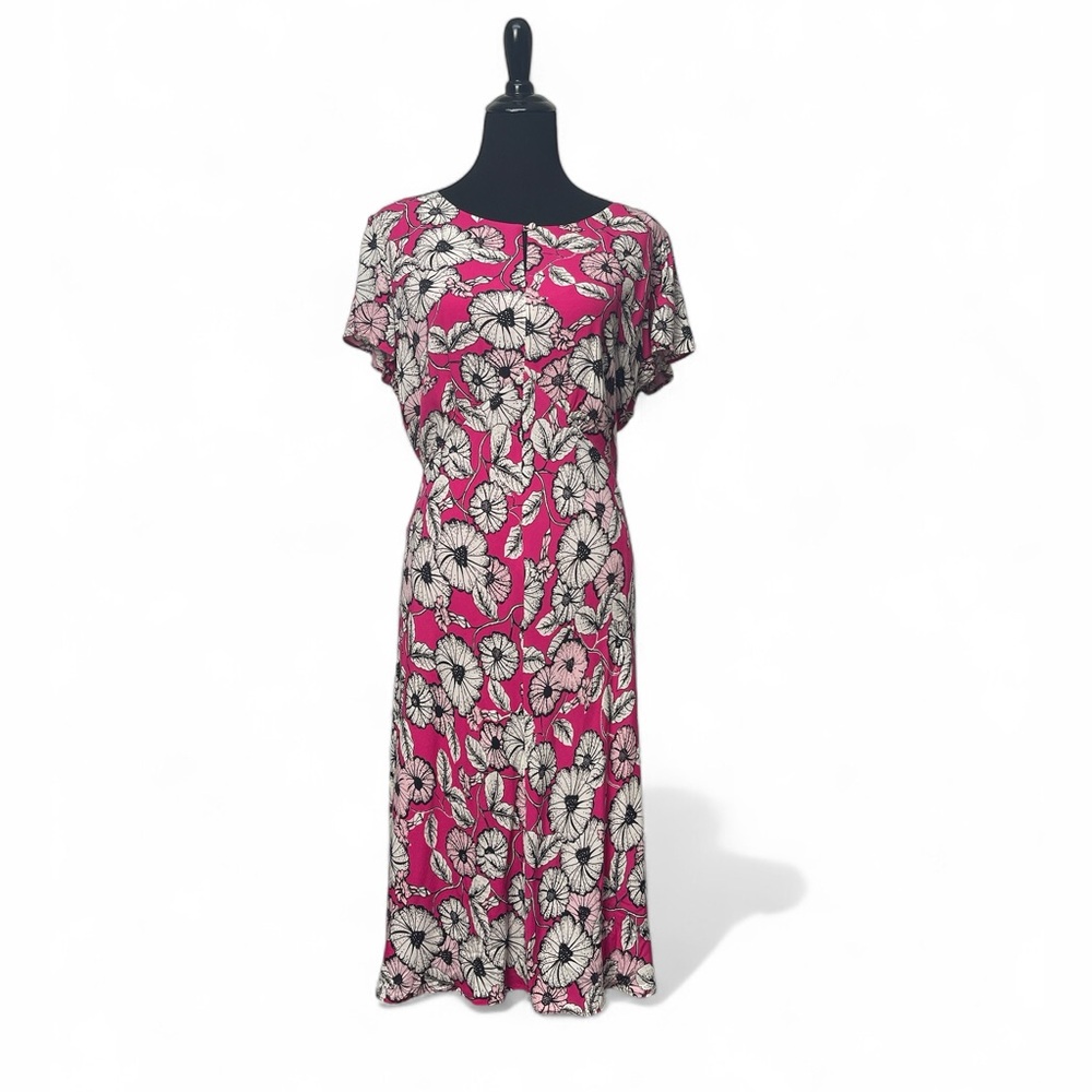 Talbots Pink and White Floral Midi Dress